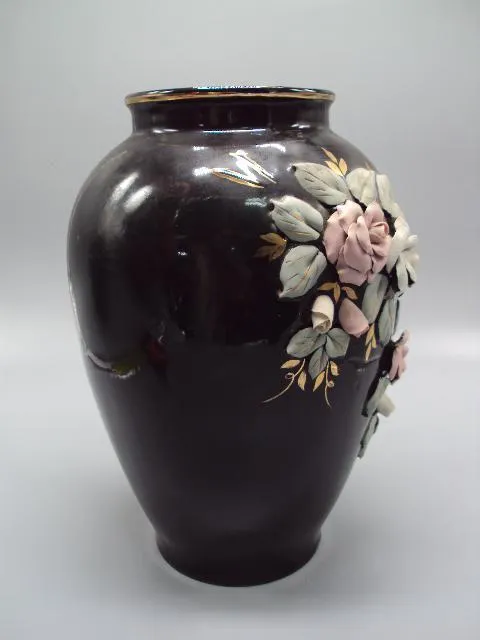 Ваза фарфор Барановка цветы розы высота 27 см, диаметр 11,4 см №14042 Інтернет-аукціон