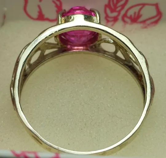 Кольцо серебро 925 проба с розовым камнем. Размер 21 gn825 Недорого