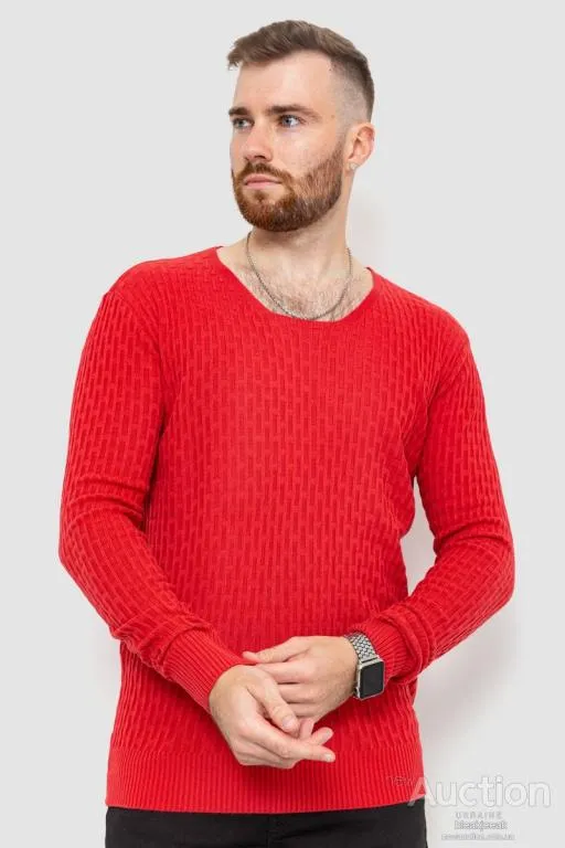 Свитер мужской однотонный, цвет коралловый, 235R1394 Ціна