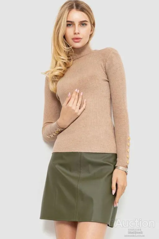 Гольф женский в рубчик, цвет бежевый, 204R036 Ціна