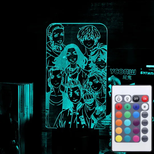 Акриловий світильник-нічник з пультом 16 кольорів Токійські месники 2 tty-n001897 Ціна