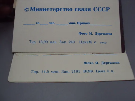 Открытка телеграмма цветы гвоздики фото И. Дергилева лот 2 шт №16157 Недорого