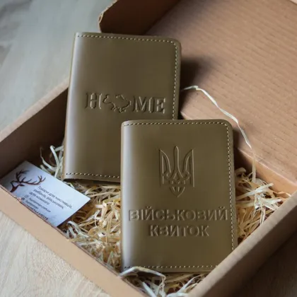 фото, Набір "Паспорт Home + військовий квиток", олива