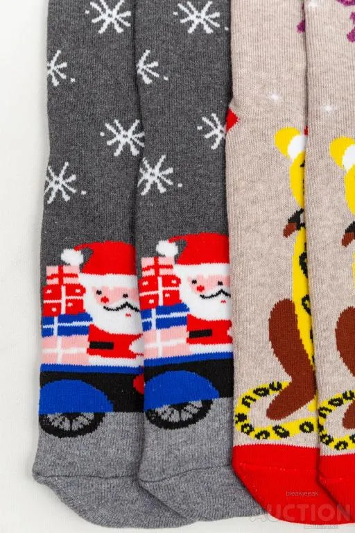 Комплект женских носков новогодних 3  пары, цвет розовый, бежевый, темно-серый, 151R256 Де купити