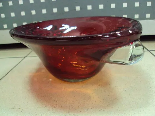 Конфетница фруктовница гутное стекло авторская ручная работа пресс-папье старая диаметр 18 см № 1271 Недорого