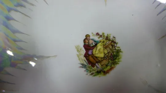 Ваза в форме листа с рисунком &quot;Дама и кавалер на природе&quot; порцеляна Продаж