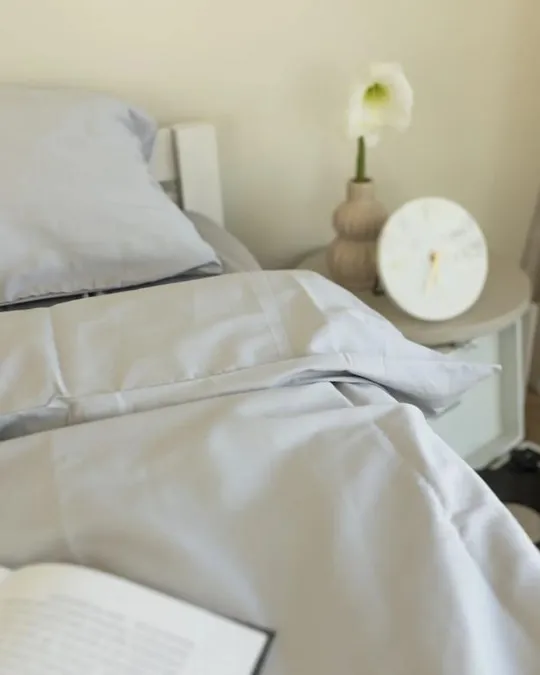 Купити Постельное белье евро Dushka Home Сатин Люкс 20934 200х220 см холодный белый