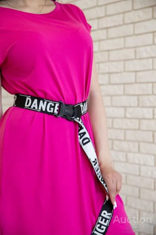 Летнее платье с короткими рукавами и пояском, цвет Малиновый, 119R406-1 Продаж