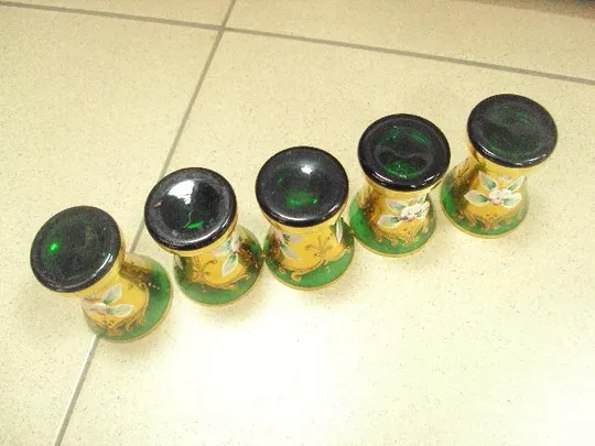 Стопки рюмки с цветочками чешское стекло богемия лот 5 шт №475п Недорого