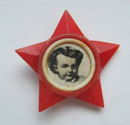 фото, Жовтенятський значок = період СРСР = пластик = клеймо Полонина = рідкість