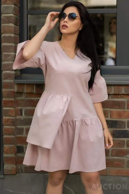 Платье свободного кроя, пудрового цвета, 183R0050 Ціна