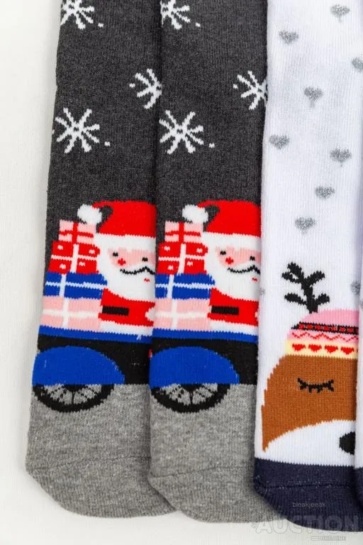 Комплект женских носков новогодних 3 пары, цвет бежевый,белый,темно-серый, 151R266 Де купити
