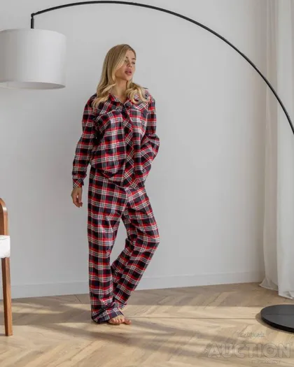 фото, Жіночий піжамний костюм трійка Vanessa колір синьо-червоний