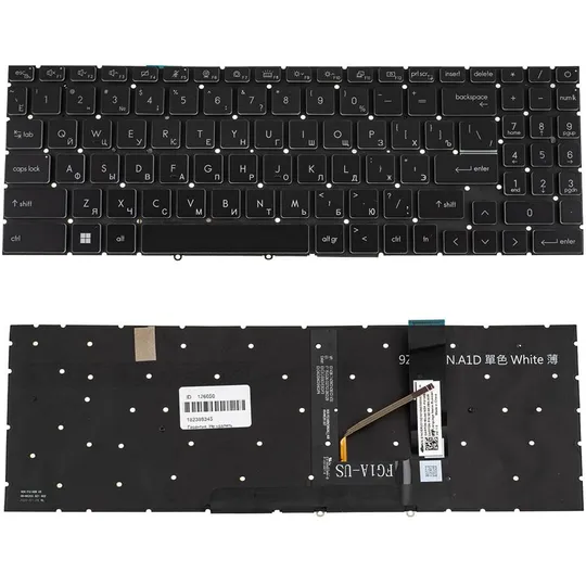 Клавіатура для ноутбука MSI (GF66, GF76) rus, black, без фрейму, підсвічування клавіш (оригінал) Ціна