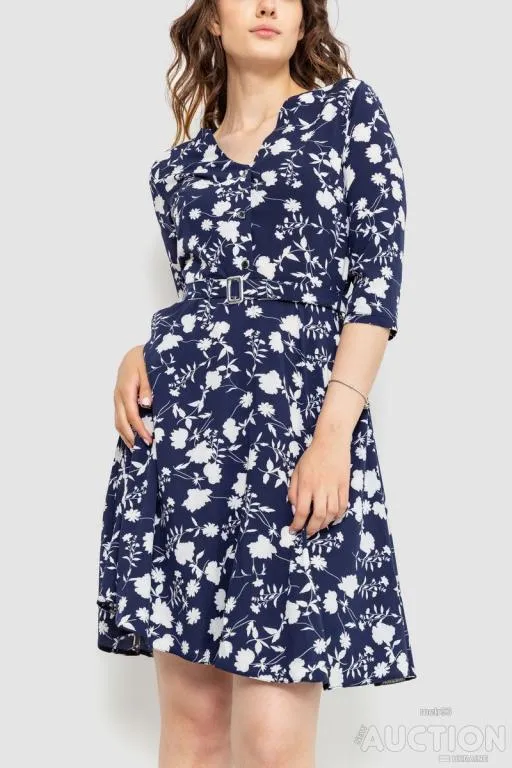 Купити Платье софт с поясом, цвет темно-синий, 230R032-3