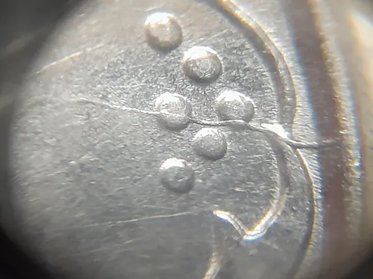 (1426) 5 копійок 1992 розкол на реверсі від канту через 2 гроно (1 варіант) (5 копеек 1992 брак) Продаж