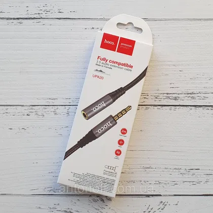 фото, AUX подовжувач Hoco UPA20 3.5 audio extension cable (тато-мама) 2м Чорний