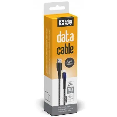 Дата кабель USB 2.0 AM to Lightning 1.0m led black ColorWay (CW-CBUL034-BK) Де купити