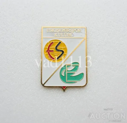 фото, значок футбол  ФК Эскишехирспор Кулюбю Турция  (серия герб города и эмблема клуба)