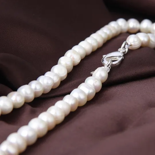 Новое! белоcнежное жемчужное ожерелье , модная драгоценность-НАСТОЯЩИЙ ЖЕМЧУГ  nl1 З аукціону