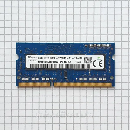 фото, Модуль пам'яті SK Hynix 4GB 1Rx8 PC3L-12800S (DDR3L) HMT451S6BFR8A-PB для ноутбука оригінал