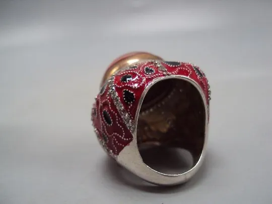 Женское кольцо султан перстень крест распятие эмаль серебро вес 29,28 г размер 18,5 №15177 Продаж