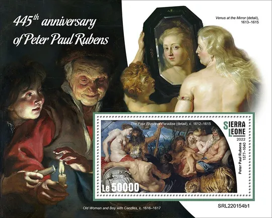 Сьерра Леоне -Живопись-Рубенс-2022.Чистый полный красивый комплект-2 Блока+ М/Лист. MNH. З аукціону