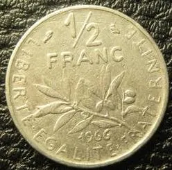 1/2 франка 1966 Франція Ціна