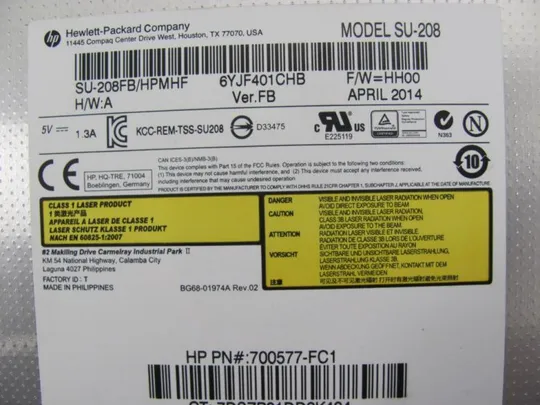 №43-26 DVD-привод SU-208 700577-FC1 для HP 350 G1 оригінал Де купити