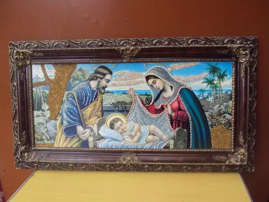 Картина религиозная тема Рождество в раме 94 х 50 см картон, дерево №3232 Ціна