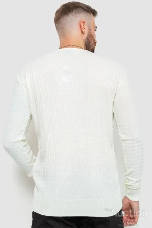 Свитер мужской однотонный, цвет молочный, 235R1394 Продаж