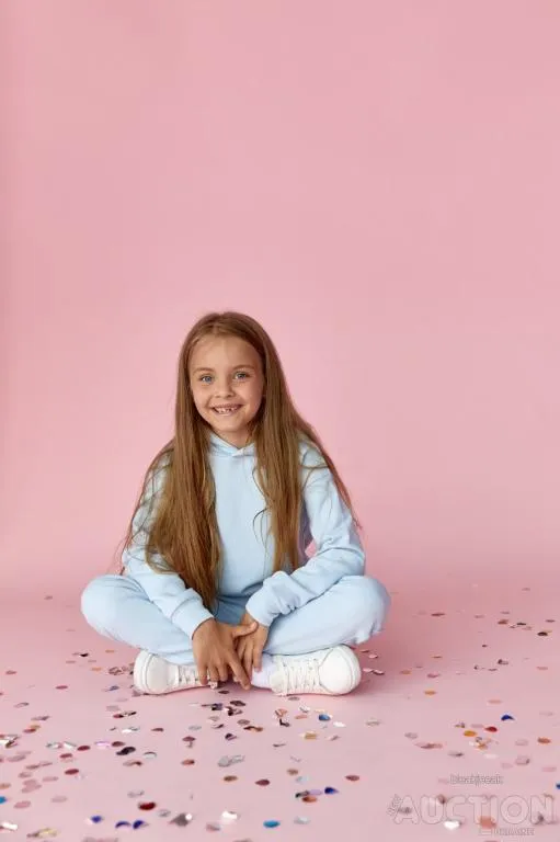 Купити Дитячий костюм худі та джогери для дівчинки колір світло блакитний