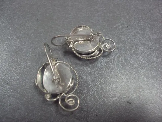 Комплект набор серьги и кольцо малахит серебро 925 проба украина 21,57 г 17 размер клейм нет №15027 Недорого