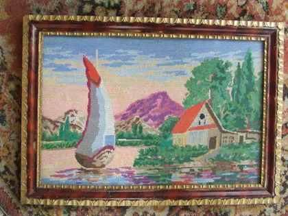 фото, Картина вышитая крестиком раз. 50 х 35 см.1950 гг. Ужгород .