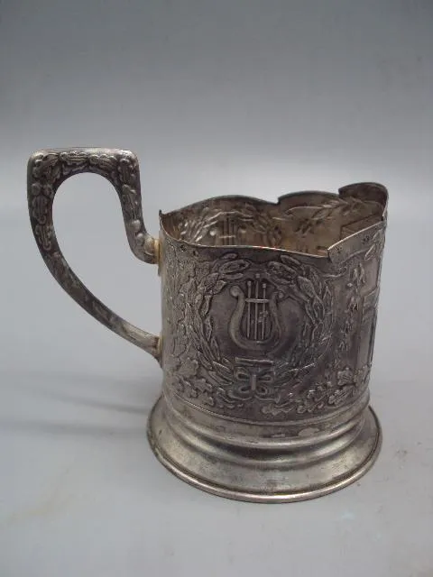 Подстаканник большой театр серебро 875 проба голова вес 106,18 г размер 8,2х9,3х6,7 см №14314 З аукціону