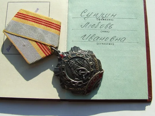 Орден Трудовая Слава  - 3  степени  № 485 319 награждения 1982 гг. на Супрун Л. И.  Следы  носки  отсутствуют. Ціна