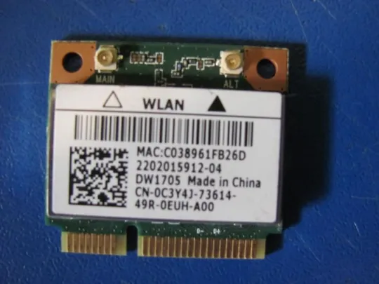 №1-21 Wi-Fi адаптер 0C3Y4J 4104A-QCWB335 для DELL INSPIRON 17 P26E INSPIRON 3521 5521 17 5748 5000 оригінал З аукціону