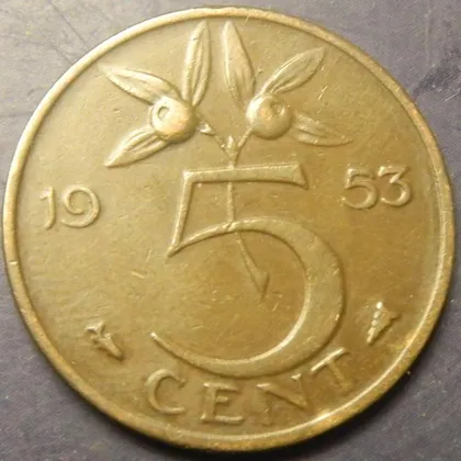 фото, 5 центів 1953 Нідерланди