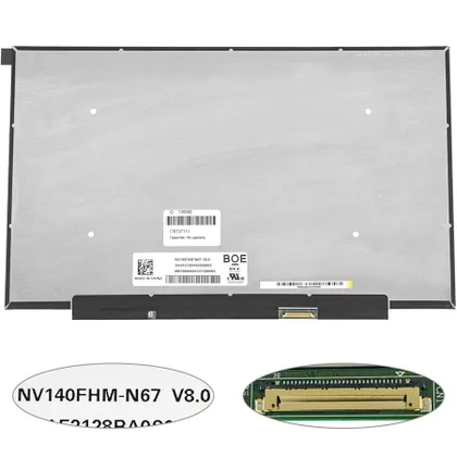 фото, Матриця 14.0" NV140FHM-N67 (1920*1080, 30pin(eDP, IPS, 250cd/m2, 16.7M, 45% NTSC), LED, SLIM (без планок та вушок), матова, роз'єм