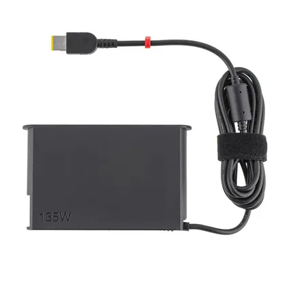 фото, Оригінальний блок живлення для ноутбука LENOVO 20V, 6.75A, 135W, USB+pin (Square 5 Pin DC Plug), 3 pin, black, SLIM OVALE
