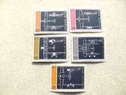 фото, Серія поштових марок Сан-Марино " Авіація " 1973 рік **