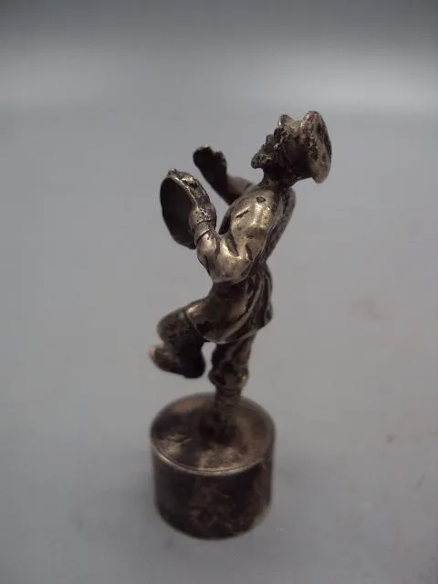 Пробка мужичок музыкант с бубном серебро ВА 84 проба голова вес 29,41 г высота 6,4 см №13966 З аукціону