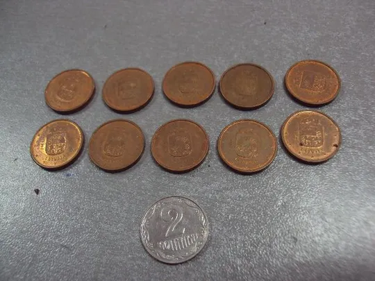 монета латвия 1 евро цент 2014 лот 10 шт №8014 Ціна