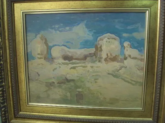 Купити картина Труш Крымский пейзаж. с экспертизой. картон масло. 34,5 х 42,5 см, в раме 54 х 62,3 см №227