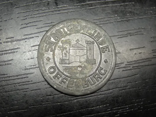 Нотгельд 50 пфенігів Оффенбург 1918 цинк з отвором Ціна