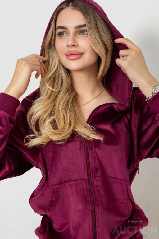 Спорт костюм женский велюровый, цвет бордовый, 244R9110 Інтернет-аукціон