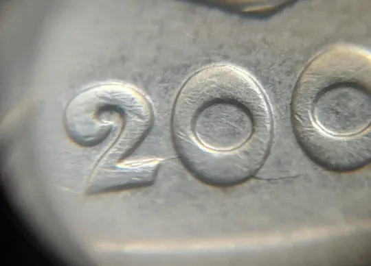 (4827) 1 гривня 2003 розкол у році карбування на аверсі (1 гривна 2003 брак, тріщина штемпеля) Ціна