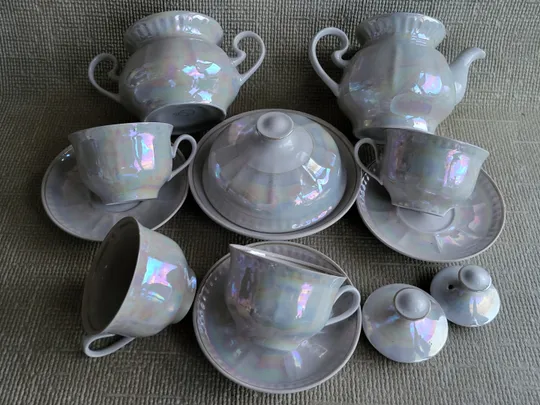 Сервиз чайный Тернопольский ФЗ, заварник, сахарница, масленка, 4 чашки, 3 блюдечка Недорого