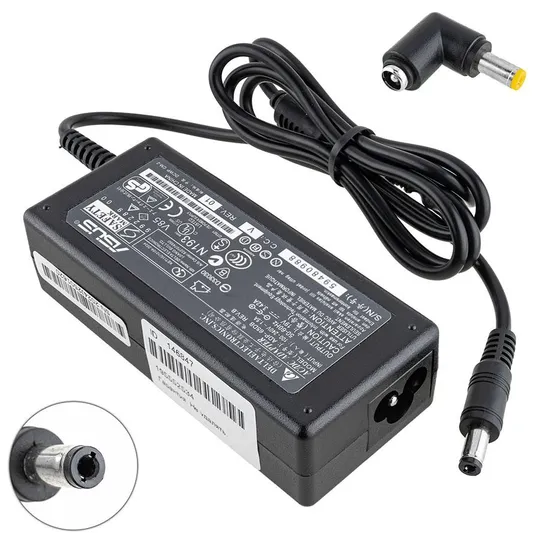 Купити Блок живлення для ноутбука ASUS 19V, 3.42A, 65W, 5.5*2.5мм, L-подібний роз'єм з перехідником, black