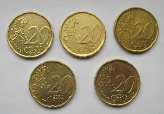 Купити 20 євроцентів = 1999, 2001, 2002, 2003 р. = ІСПАНІЯ,  ФРАНЦІЯ, НІМЕЧЧИНА, ІТАЛІЯ, БЕЛЬГІЯ
